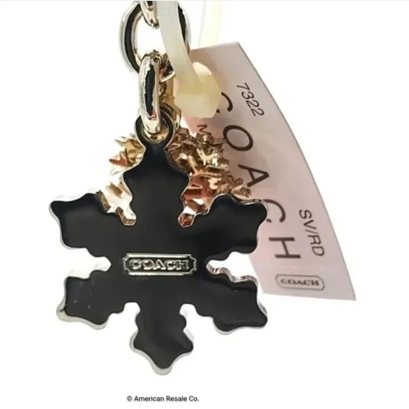 COACH Vintage Red Multi Snowflake Fob Purse Charm NWT #7322 - Picture 3 of 5